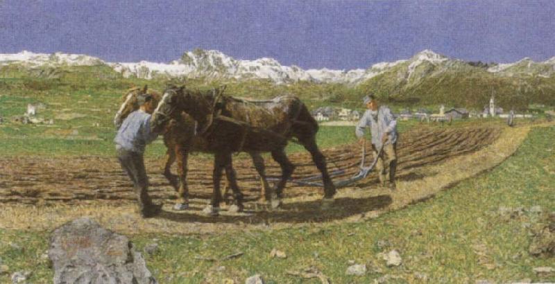Giovanni Segantini Ploughing oil painting picture